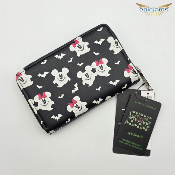 Loungefly Disney Mickey & Minnie Mouse Ghostly Glow-in-the-Dark Mini Backpack Se - Picture 7 of 9